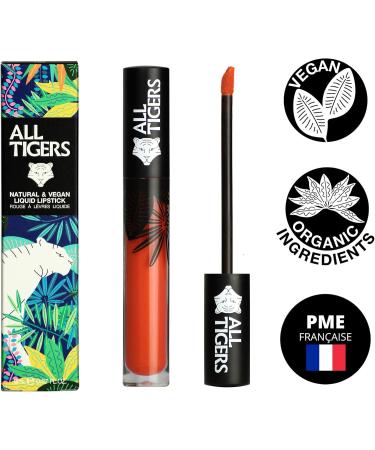  ALL TIGERS ALL TIGERS - Matte Liquid Lipstick - Long-Lasting - Organic Vegan & Natural Ingredients - Coral Orange Shade "Hear Me Roar" 785 - Long-Lasting Lipstick Free of Petrochemical Derivatives - Buy Online on GoSupps.com