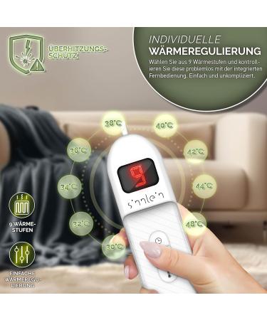 Sinnlein Heating Ceiling - T V S d GS Checked 200x180cm | Electric Thermal Ceiling with Timer 9 Temp Levels & Washable | Cuddly Blanket in Gray - Buy Online on GoSupps.com