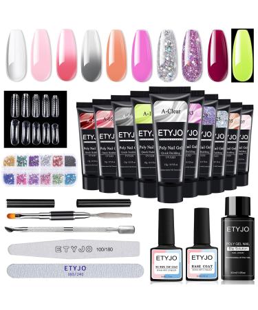 Poly nail gel starter set 10 colors tube nail nail set Geln gel starter set nail extension poly extension gel kit starter set uv nails shellac set manicure complete clear pink nude