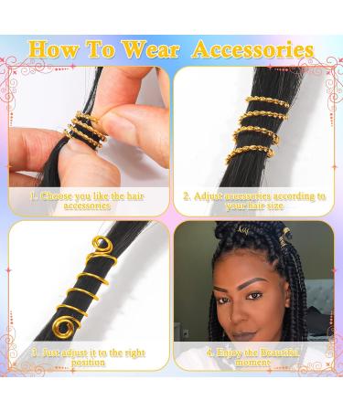 Lucomb 220-Piece Gold Hair Jewelry Set for Braids & Dreadlocks - Metal Cuff Clips Rings & Accessories for Women - Buy Online on GoSupps.com