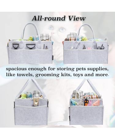 Huhynn Pet Care Bag - Silver Gray Organizer for Dog Accessories & Fur Care | Ideal for Outdoor Travel - Buy Online on GoSupps.com