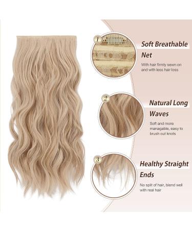 Feshfen Clip-In Hair Extensions - 4PC Synthetic Wavy Honeyblond & Platinum Blonde - 50cm Women's Hair Upgrade - Buy Online on GoSupps.com