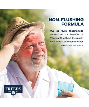 Freeda Niacinamide 250mg Capsules - Vegetarian Flush-Free Vitamin B3 Supplement - 500 Capsules - Buy Online on GoSupps.com