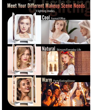 Trifold Lighted Makeup Mirror with Magnification - White LED Vanity Mirror - Buy Online on GoSupps.com