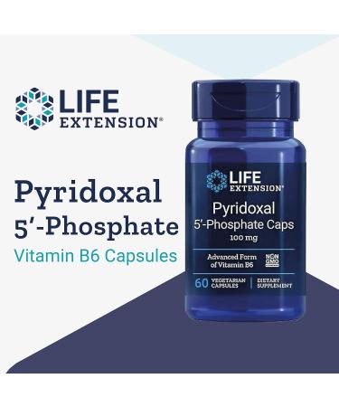 Life Extension Pyridoxal-5-Phosphate 100mg - 60 Vegan Capsules | Gluten-Free, Non-GMO, Laboratory Tested - Buy Online on GoSupps.com