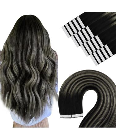 Youngsee tape in Extensions real hair ombre real hair extensions tape ombre 50 cm extensions real hair tape in invisible tape extape hair extensions tape in hair smooth 50g #1b/s/1b 50 cm 3- #1b/silver/1b