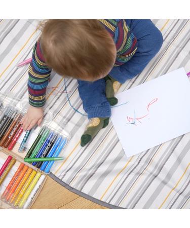 Prince Lionheart Multi-Purpose Catchall Splat Mat - Gray Stripe, 47.75x47.75 Inch - Ideal for Meal or Craft Time, Easy to Clean - Pack of 1 - Buy Online on GoSupps.com