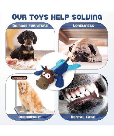 Iokheira Dog Toys - Squeaky Tug Toys for Large Medium & Small Dogs - Wrinkle Paper Stuffed Playtime Fun in Blue & Brown - Buy Online on GoSupps.com