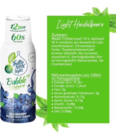 x Light - Low Carb - Fitness FruttaMax Syrup | Zero Sugar | With Stevia | 50-60% Fruit Content (2 x 500 ml) (2 x Blueberry Light) - Buy Online on GoSupps.com