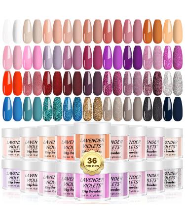 Lavender Violets 36 Colors Dip Powder Nail Kit Starter Fast Dry Dipping Powder Color Set White, Nude, Pink, Red, Blue, Fall and Winter Colors for French Dip Nails Manicure Pedicure M952 Winter Leaves - Buy Online on GoSupps.com
