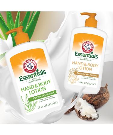Arm and Hammer Essentials Hand & Body Lotion For Women and Men with Vitamin E 18oz - Aloe Vera Moisturizing Lotion for Dry Skin Softness and Hydration - Buy Online on GoSupps.com