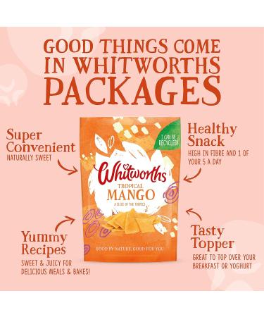  Whitworths Whitworths Dried Mango 8 x 60g | Mango Slices No Added Sugar | Healthy Snack | Vegetarian GMO Free Gluten Free | 1 of 5 per day - Buy Online on GoSupps.com