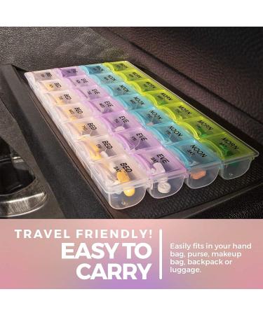 2 Pack Large Pill Organizer with Daily 4-Times-A-Day Compartments - BPA-Free & Portable Pill Box Case - Buy Online on GoSupps.com