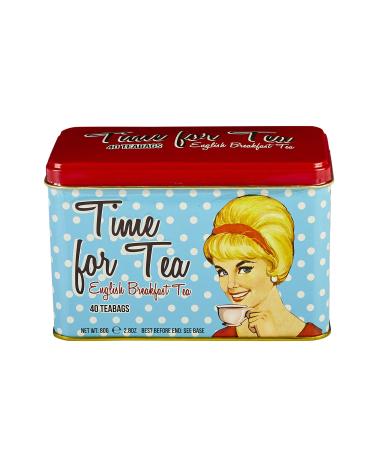 New English Teas Time For Tea Tea Tin with 40 English Breakfast Teabags
