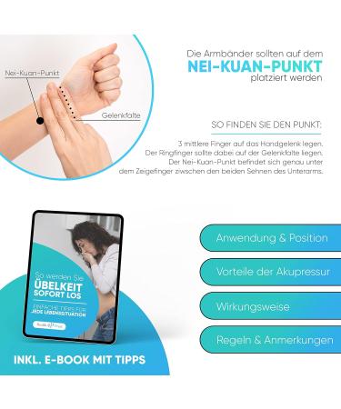 Acupressure Bracelet for Nausea Relief - Gray | Ideal for Pregnancy Travel & Seasickness | 2-Pack + Free E-book Download! - Buy Online on GoSupps.com
