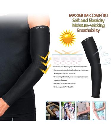 HiRui Warm Arm Compression Sleeves 20-30mmHg - Black Large (1 Pair) | Recovery & Support for Running, Cycling, Basketball | UPF50 UV Protection | Men Women - Buy Online on GoSupps.com