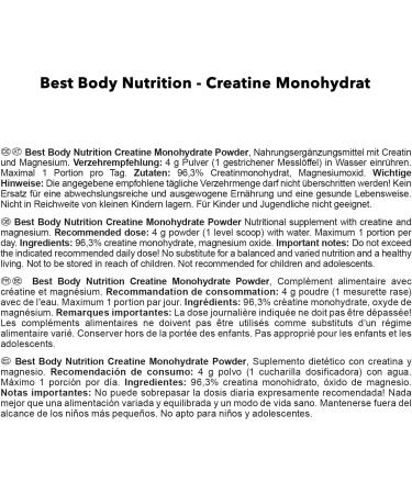 Best Body Nutrition Creatine Monohydrate 500g - Premium Muscle Growth & Performance Boost | Buy Internationally - Buy Online on GoSupps.com