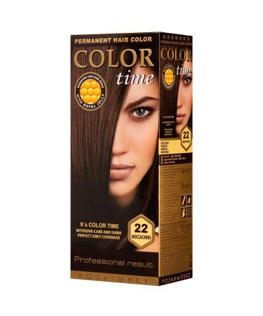COLOR TIME | Permanent Gel Hair Dye Moccachino Color 22 | Enriched with Royal Jelly and Vitamin C | Permanent Hair Color | Covers Gray Hair | 100 ML 22 Moccachino