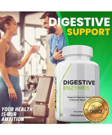 Plant-Based Digestive Enzyme Supplements - 180 Capsules for Gut Health - Buy Online on GoSupps.com