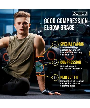 ZOFICS Elbow Brace Pack of 2 - Compression Sleeve for Tendonitis & Tennis Elbow - Buy Online on GoSupps.com