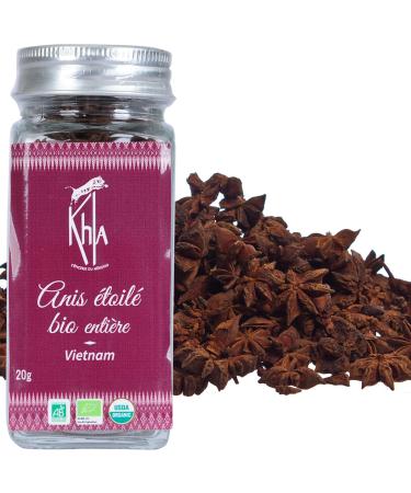 Khla - Anis toil Entier 20 g - Pot de Badiane Enti re - Ingr dient Cuisine & P tisserie - Desserts Fruits Viandes Poissons Vins Chauds Th s Infusions Graine No l - pice d Asie