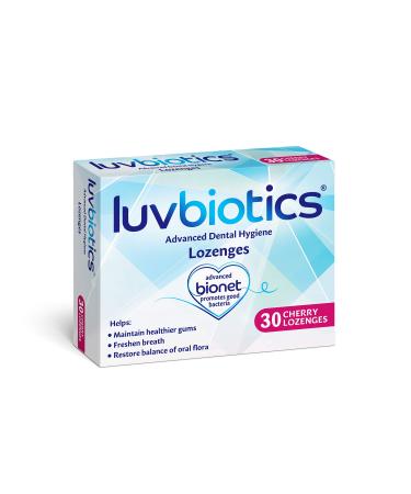 Luvbiotics  Advanced Dental Hygiene (1 Pack)  30 Cherry Flavor Lozenges  Refreshen Breath & Promote Good Bacteria  Probiotic Treatment for Adults  Oral Gum Medicine  Fresh & Healthy Mouth 30 Count (Pack of 1)