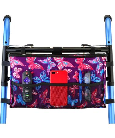 NOVA Walker Bag - Large Compartment, 5 Pockets, Butterflies Design - Universal Fit for Folding Walkers - Buy Online on GoSupps.com