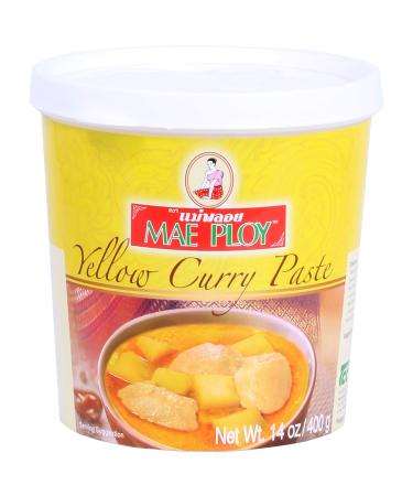 Mae Ploy Thai Yellow Curry Paste for Restaurant-Quality Curries, Aromatic Blend of Herbs, Spices & Shrimp Paste, No MSG, Preservatives or Artificial Coloring (14oz Tub)
