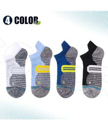4 Pairs Plantar Fasciitis Socks for Men & Women | 15 mmHg Compression Support | Non-Slip Foot Care Running Socks (Black Navy Blue White). - Buy Online on GoSupps.com