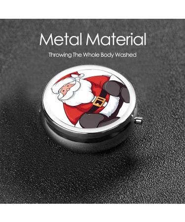 Cute Santa Claus Round Pill Box - Portable 3 Compartment Medicine Organizer for Travel & Vitamins - Buy Online on GoSupps.com