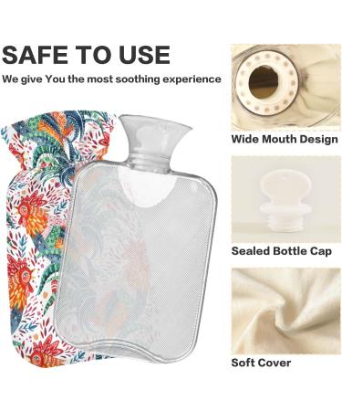 Naanle Ethnic Hot Water Bottle with Cover - 1L | Transparent Heat Therapy for Back Pain Relief Hand & Feet Comfort Neck Warmer - Buy Online on GoSupps.com
