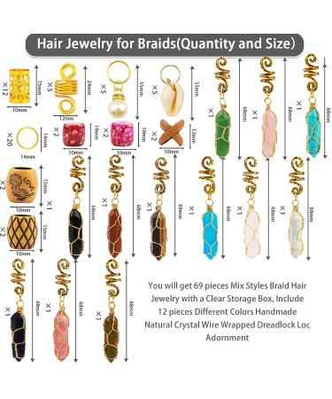Dreadlocks Jewelry Set - Handmade Crystal & Wood Bead Hair Accessories in Gold - Buy Online on GoSupps.com