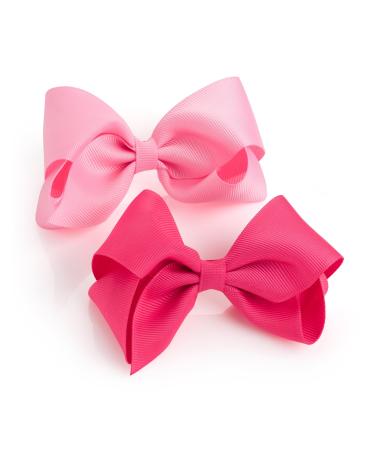 Girls Bow Hair Clips Pink 1 Pair