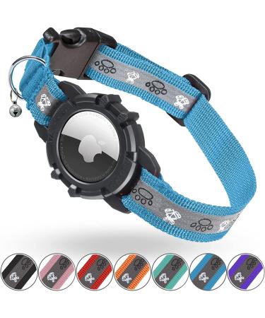 Airtag cat neck band jiarui reflective Air tag cat neck band GPS cat neck band with adjustable and bell integrated Apple Air day cats collar suitable for cats puppies blue 7-9 inch (13-23cm) blue