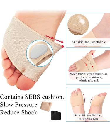 2 Pairs Metatarsal Pads for Men & Women - Gel Forefoot Cushion Sleeves - Pain Relief for Ball of Foot (XL - 1 Black & 1 Beige - Buy Online on GoSupps.com