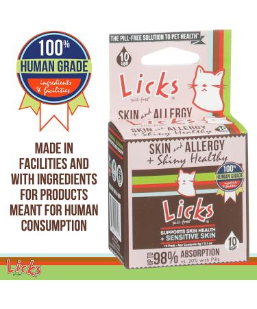Licks Pill Free Cat Skin & Allergy Relief - Omega 3 Vitamins & Supplements - Turmeric Gel Packets 10ct - Buy Online on GoSupps.com