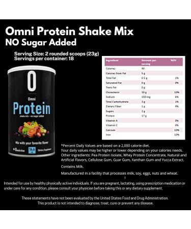 Buy Omnitrition Omni Protein Shake Mix - Unflavored No Sugar Added - 14.6 oz | International Shipping Available - Buy Online on GoSupps.com