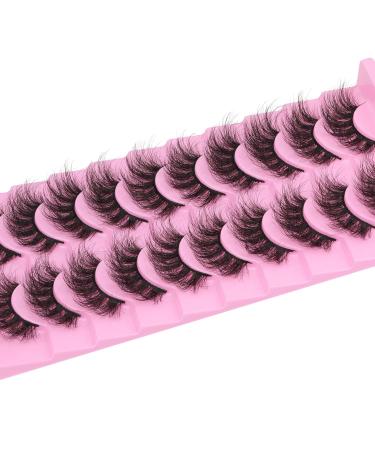 Fanxiton 3D False Eyelashes 10 Pairs Pack - Dramatic Fluffy Mink Wispy Lashes 20mm Curly - 20MM-C01 - Buy Online on GoSupps.com