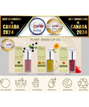 FLORA Black Currant Lip Oil | Organic & Plant-Based Moisturizer | 10ml | Made in Canada | International Shipping Available - Buy Online on GoSupps.com
