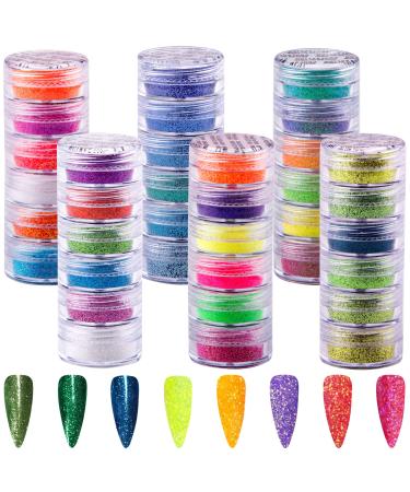 Duufin 36 Colors Nail Art Glitter Powder Fine Glitter Nail Pigment Powder Holographic Glitter Nail Powder Fine Glitter Powder for Nails Body and Crafts