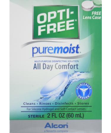 OPTI-FREE Pure Moist Multi-Purpose Disinfecting Solution, All Day Comfort 2 oz (Pack of 4)