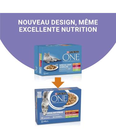 PURINA ONE Sterilized Cat Tapered in Sauce Assorted Flavors Chicken Beef Salmon and Turkey Meal Bags for Adult Cats 8 x 85g | - Buy Online on GoSupps.com