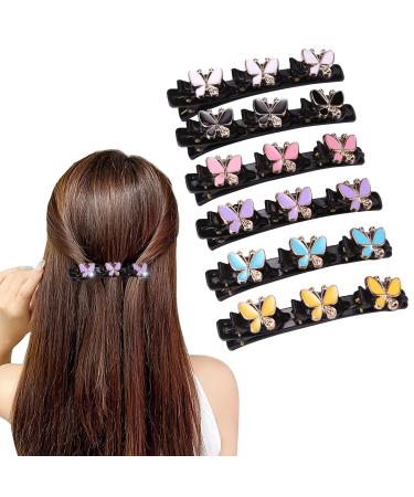Braided Hair Clips for Women Girls  6Pcs Satin Fabric Hair Bands with 3 Small Clips  Triple Braided Hair Clip  Rsvelte Hair Clips with Butterfly for Sectioning A-6PCS