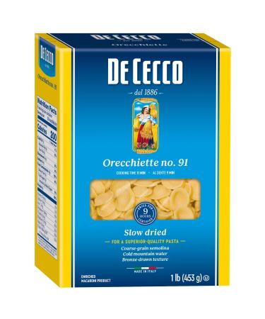 De Cecco Orecchiette No. 91 Pasta 16 Oz. Box 1 Pound (Pack of 1) Orecchiette - 1 Pack