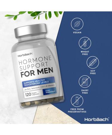 Male Hormone Tablets | 120 Count | Testosterone Supplement for Men | with Zinc Selenium Iron & B Vitamins | by Horbaach - Buy Online on GoSupps.com