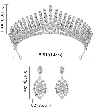 SWEETV 2-Pack Wedding Tiara and Earrings Set - Crystal Queen Crown Princess Bride Jewelry in Silver - Buy Online on GoSupps.com