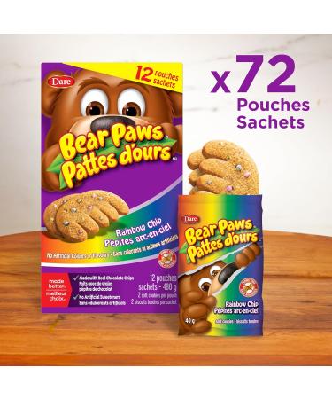 Bear Paws Rainbow Chip Cookies (Pack of 6) - Soft Cookie Snack Packs Family Size Peanut Free School Snacks 6x480g 72 pouches Rainbow Chip Pack of 6x480g (72 Pouches) - Buy Online on GoSupps.com