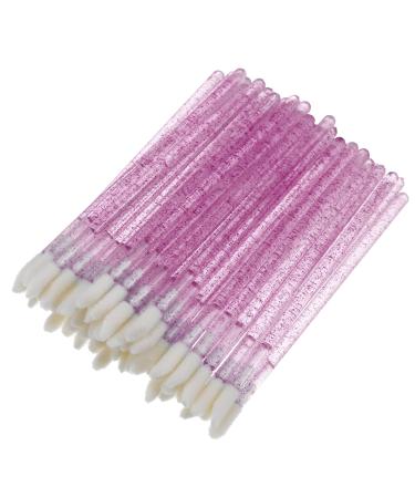 VOCOSTE 50 Pcs Not Reusable Lip Brushes Make Up Brush Lipstick Lip Gloss Brushes Applicator Tool Makeup Beauty Tool Kits Fuchsia