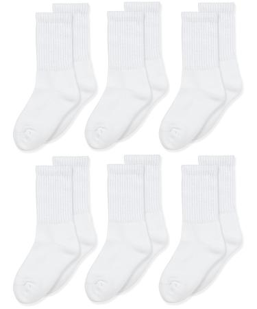 Jefferies Socks Boys Seamless Toe Athletic Crew 6-pack Medium White