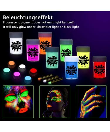 Herefun UV Light Body Painting Makeup Set 8 Colors Face & Glitter Paint for Carnival Fluorescent Glow Effects - International Shipping Available - Buy Online on GoSupps.com